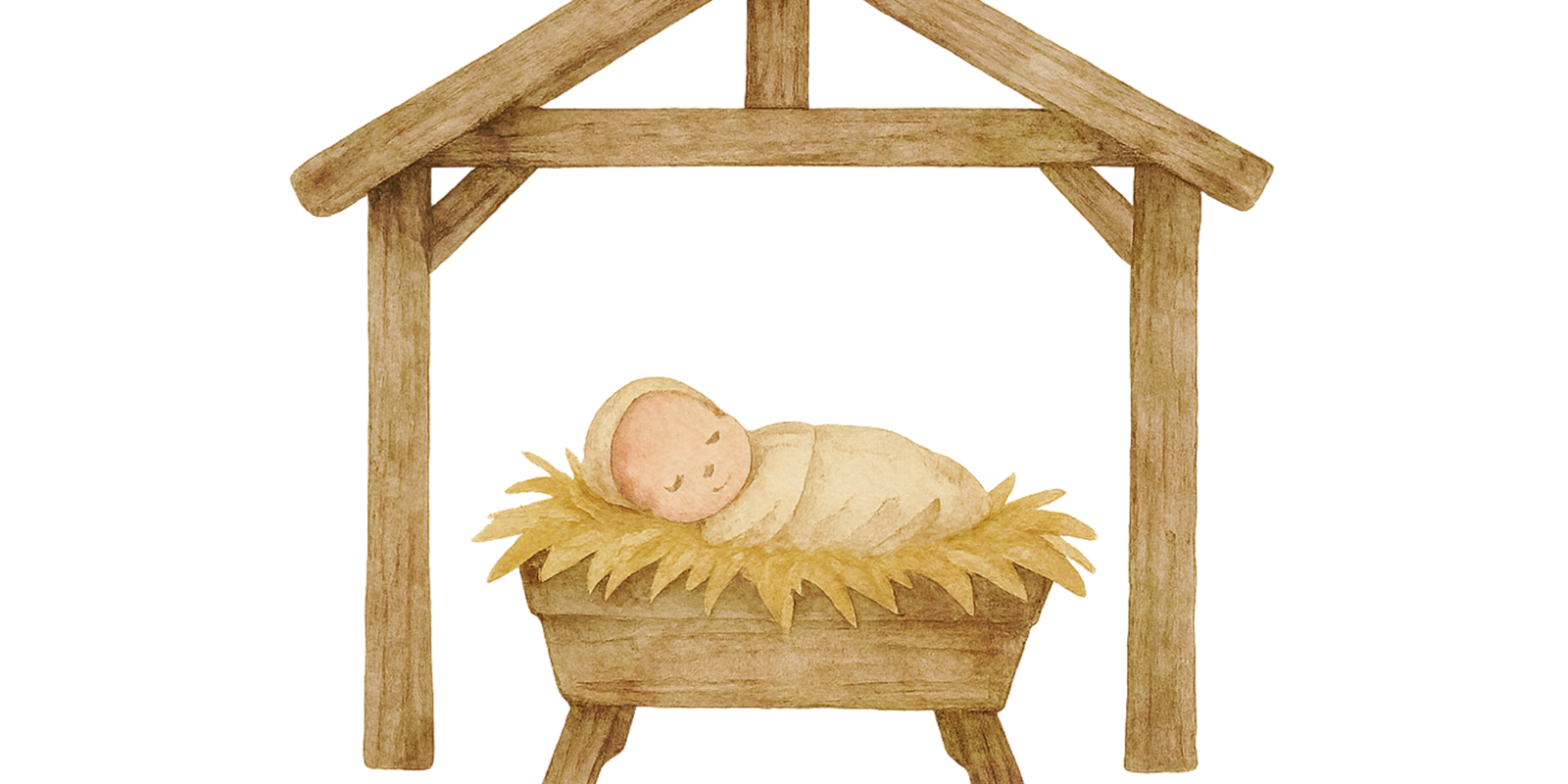 Beige Blu Disegnato Stampabile Natività Natale Tela Canvas (2)